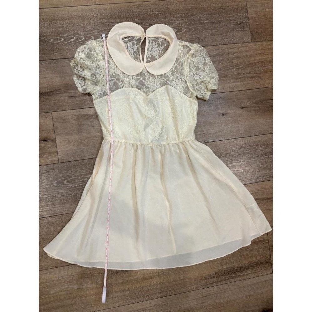 ASOS Cream Lace Peter Pan Collar Mini Dress Short Sleeve NWT Size 8 - Picture 3 of 6